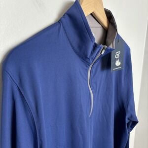 Collars & Co Men's Medium Performance Golf Quarter Zip Pullover Navy NEW